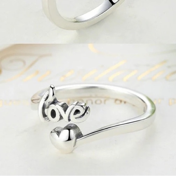 100% 925 Sterling Silver I Love You Heart Ring for Woman - Picture 4 of 5